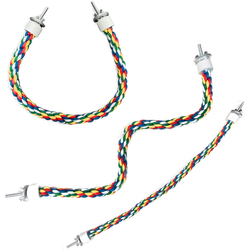 2PCS Bird Rope Perches, Colorful Cotton Parrot Toys Comfy Perch for Rope Bungee Bird Toy 21 Inch