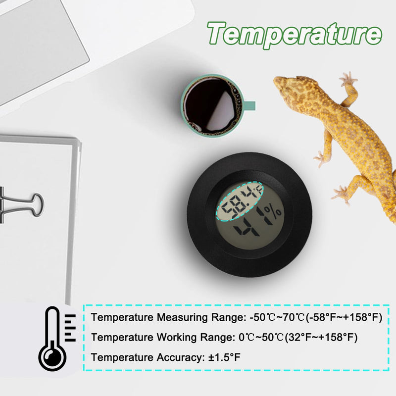 Reptile Thermometer and Humidity Gauge Digtal Terrarium Thermometer Circular Bearded Dragon Cage Accessories Reptile Temp and Humidity Gauge for Leopard Gecko Hermit Crab Gecko Lizard Etc 2pc 2 - PawsPlanet Australia