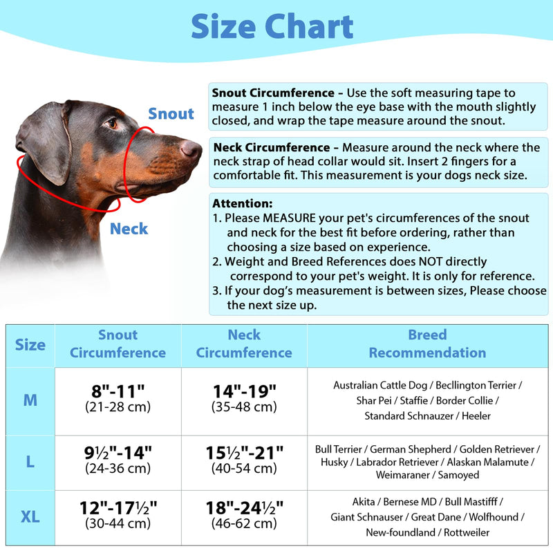 Mayerzon Dog Head Collar with Soft Padded, Gentle Leader for Medium Large Dogs, No Pull Head Harness, Anti Pull Adjustable Reflective Training Head Halter Collar (XL,Black) XL
