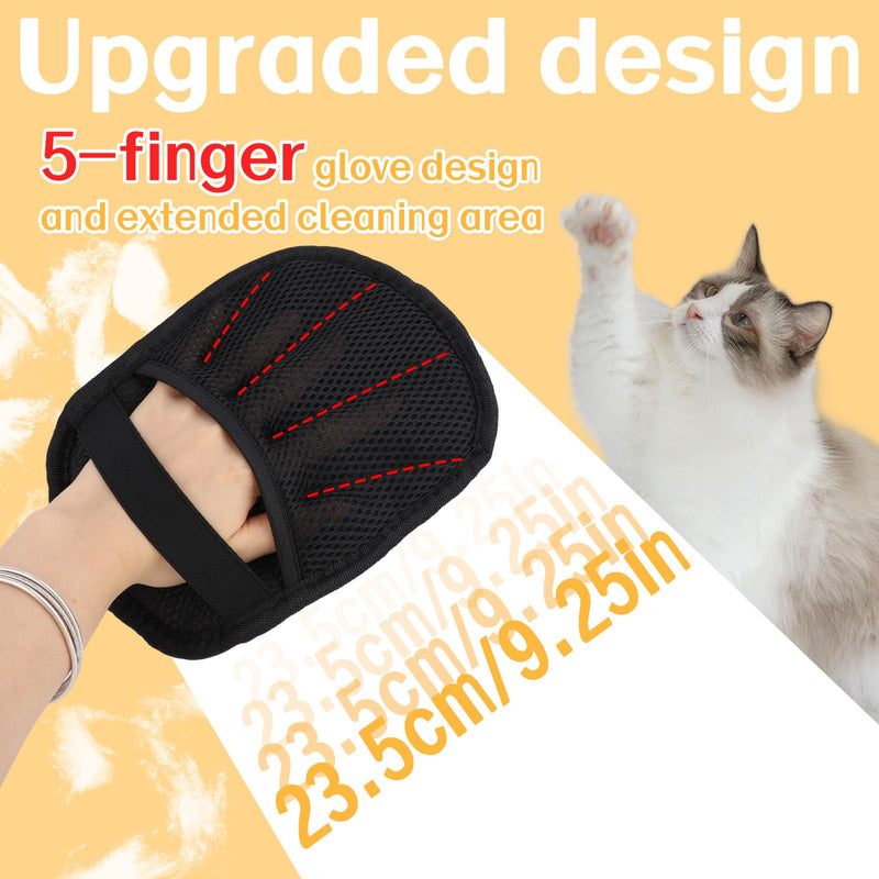 BOXOB 2pcs Five Fingers Pet Hair Removal Gloves, Double Sided Cat & Dog Grooming Cleaner Mitt Tool with Detangling Knife Reusable Electrostatic Pet Hair Remover Shedding for Couch Furniture Carpet - PawsPlanet Australia