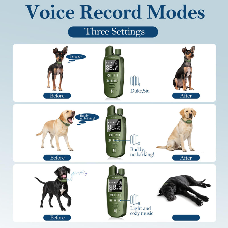 Dog Shock Collar for 2 Dogs, 4500FT Dog Training Collar Rechargeable Electric Collar with Recording & Calling & Vibration & Shock for All Breeds (Green) Green - PawsPlanet Australia