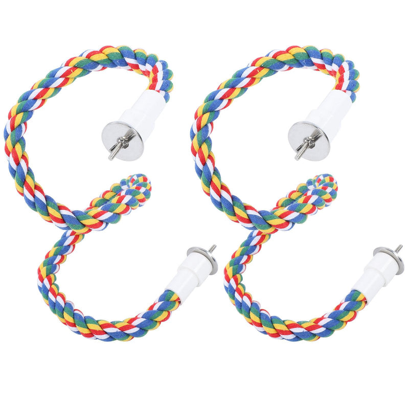 2PCS 60cm/23.6in Bird Rope Perch, 1.8cm Soft Cotton Parakeet Perches, Colorful Bird Cage Accessories with Fixing Screws for Birds to Chew and Stand On - PawsPlanet Australia