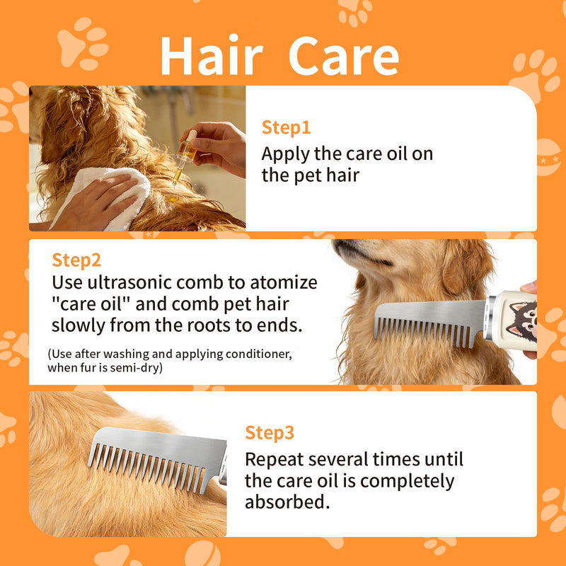 Ultrasonic Fur Care Comb for Pet, Vibration Atomization Conditioning Oil Comb for Dogs and Cats Shining Smoothing Hair - PawsPlanet Australia