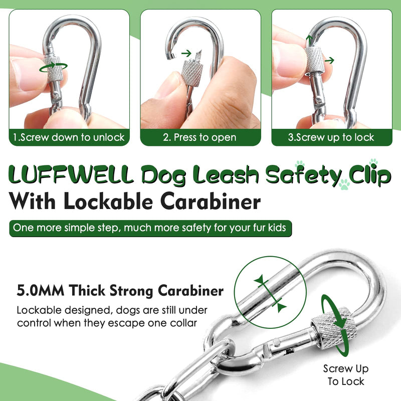 Dog Collar Backup Clip, Chew Proof Double Ended Backup Metal Safety Clasp Pet Dog Leash Connector, Heavy Duty Chain Safety Clip for Prong Collar, Dog Harness, Pinch Collar, Gentle Lead with Carabiner 8inch - PawsPlanet Australia