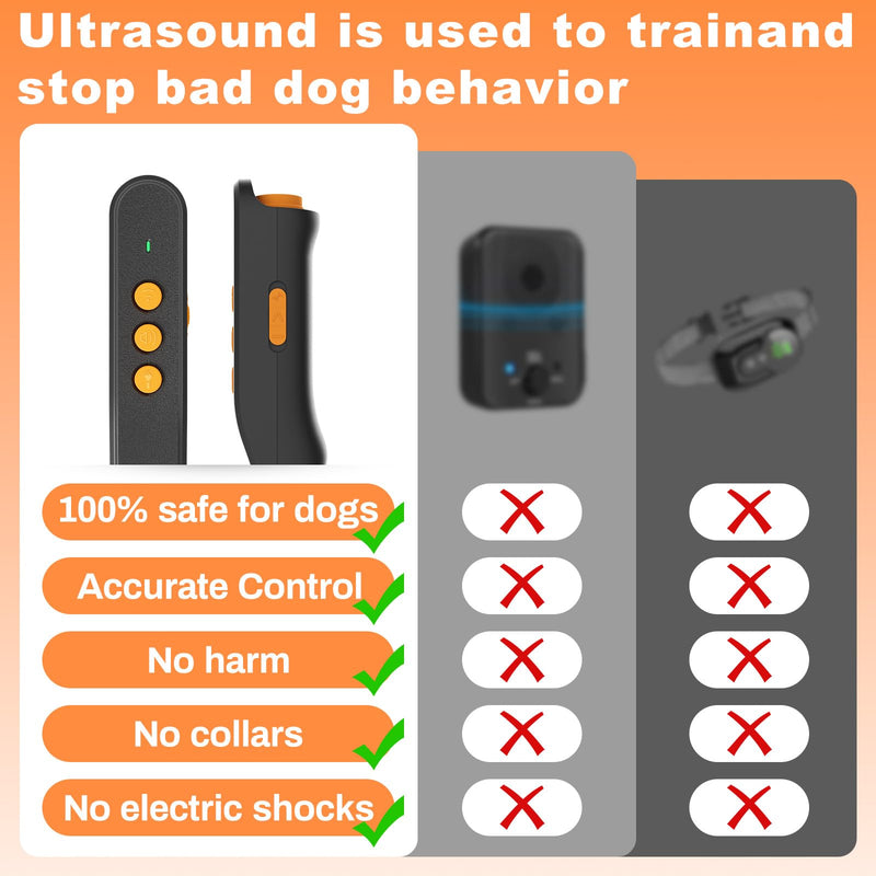 Dog Bark Deterrent Devices, Anti Barking Device for Dogs, Rechargeable Dog Barking Silencer 16.4ft, 3 Modes & Led Light Ultrasonic Dog Bark Deterrent Safe for Human & Dogs Portable Indoor/Outdoor
