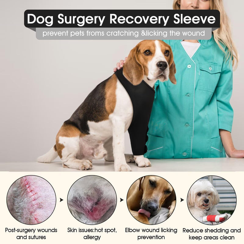 IECOii Dog Recovery Suit,Dog Leg Sleeve for Surgery,Adjustable Dog Wound Elbow Brace Protector,Dog Recovery Sleeve to Prevent Bite Licking,Dogs Protective Sleeve,Dog Post Surgery Body Suit,Black,4XL 4XL(Leg Girth:12.6"/32CM,Sleeve Length:15"/38CM) Black