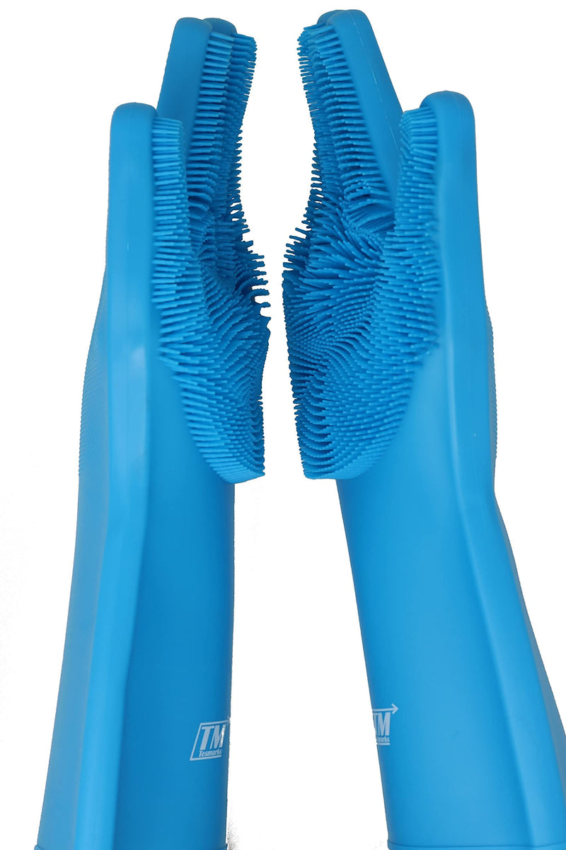 Pet Grooming Gloves - Hair Removal, Massage, and Bathing Shampoo Gloves in Blue - PawsPlanet Australia