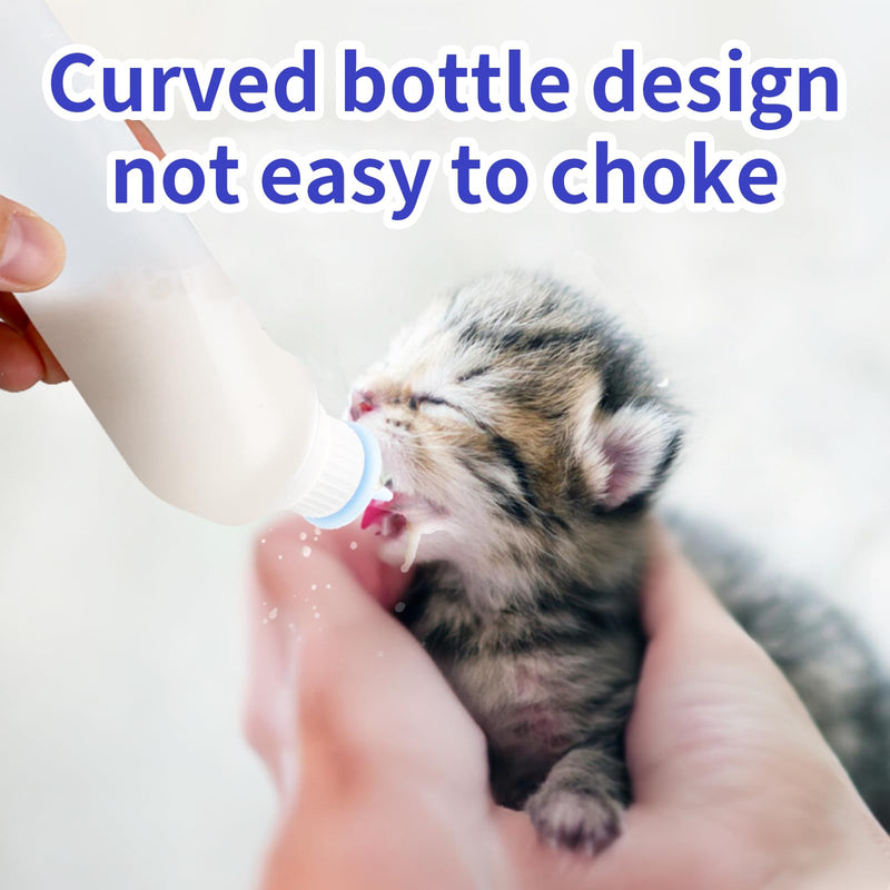 5Pack Kitten Bottle for Nursing Puppy Milk Kitten Bottles Feeding Kit Silicone Nipple for Newborn Pets Kittens, Puppy,Squirrel (Blue) - PawsPlanet Australia