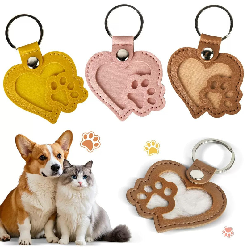 Heart-Shaped Leather Pet Hair Keepsake Keychain Pink - PawsPlanet Australia