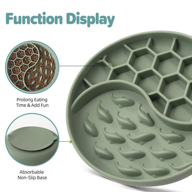 Slow Feeder Dog Bowls, Silicone Pet Food Bowls with Suction Cups for Small Medium Breed, Non-Slip Dog Feeding Bowls Slow Down Pet Eating Speed, Anxiety Relief & Fun Added (Green) Green - PawsPlanet Australia