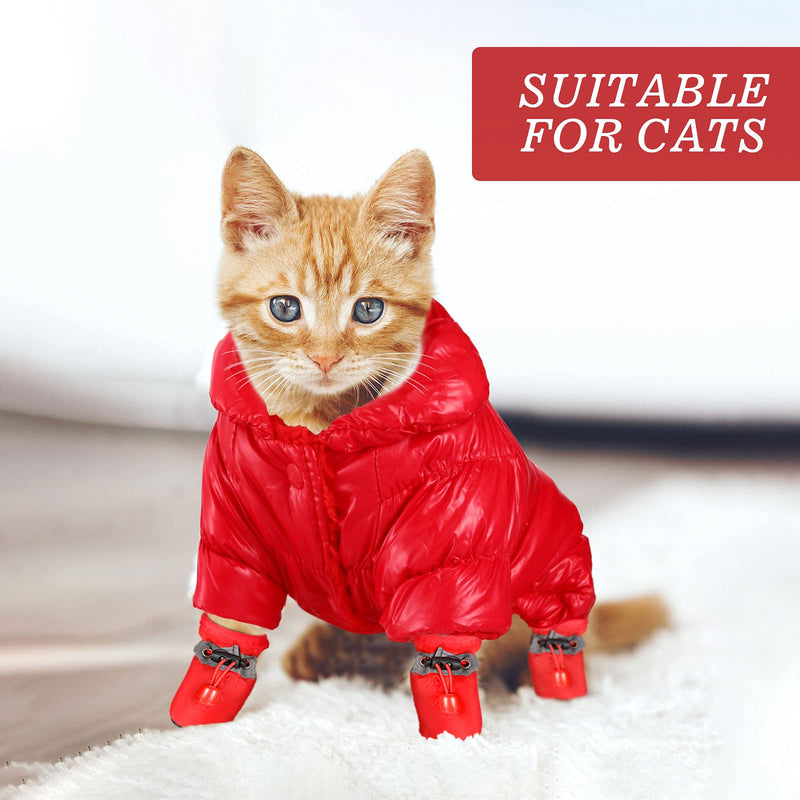 Winter Puppy Warm Coat and Shoes Set Dog Snow Jacket Waterproof Pet Snowsuit Full Body Puffer Jacket Vest Boots Paw Protectors with Reflective Strap for Small Dog Puppy Outdoors Walking