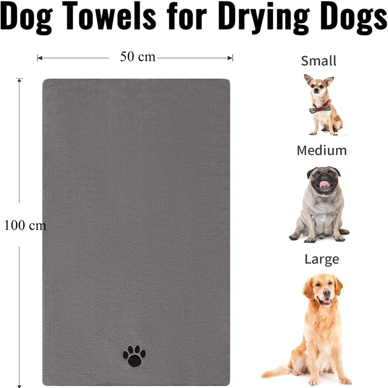 Dog Washing Kit, 4-in-1 Pet Bathing Set with Drying Towel, Washing Gloves, Metal Comb, Massage Brush – Bath Grooming Kit for Pets, Ideal Grooming Supplies for Dogs and Cats (4-Grey) 4-Grey