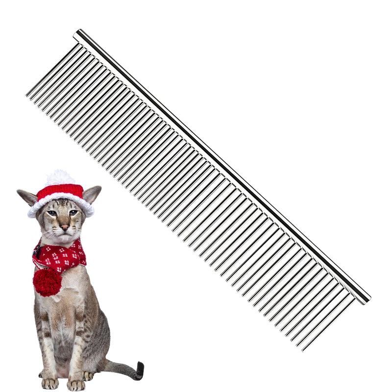 Chrome Pet Grooming Comb Premium Stainless Steel Dematting Tool with Rounded Teeth for Dogs & Cats Best for Removing Knots,Tangles,Perfect for Long & Short Haired Pets (Chrome) Chrome - PawsPlanet Australia