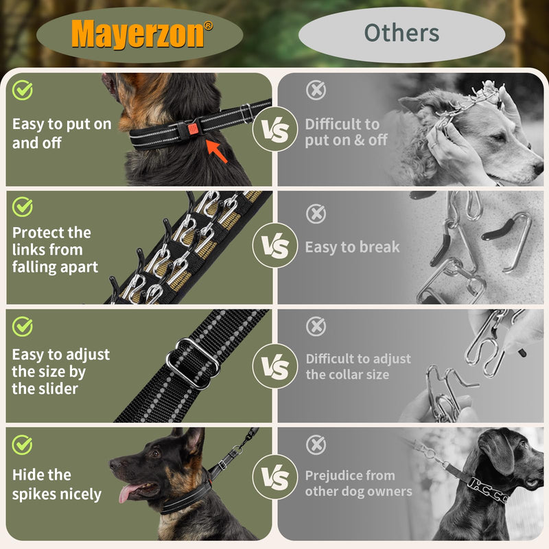 Mayerzon Martingale No Pull Collar for Medium Large Dogs German Shepherd Doberman Pitbull, Patented Anti Pull Correction Dog Collar for Walking Training, Reflective, Adjustable, Hidden(M, Black) Medium,2.5mm,14.5-18.5"Neck - PawsPlanet Australia