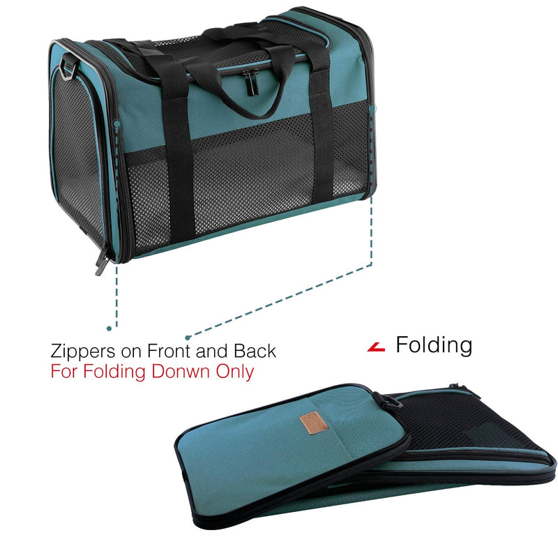 Cat Carrier - Portable Foldable Dog Pet Carrier, Soft-Sided Pet Bag up to 15 Lbs, Airline Approved Travel Puppy Carrier 17.5"L x 11.0"W x 11.0"H Blue - PawsPlanet Australia