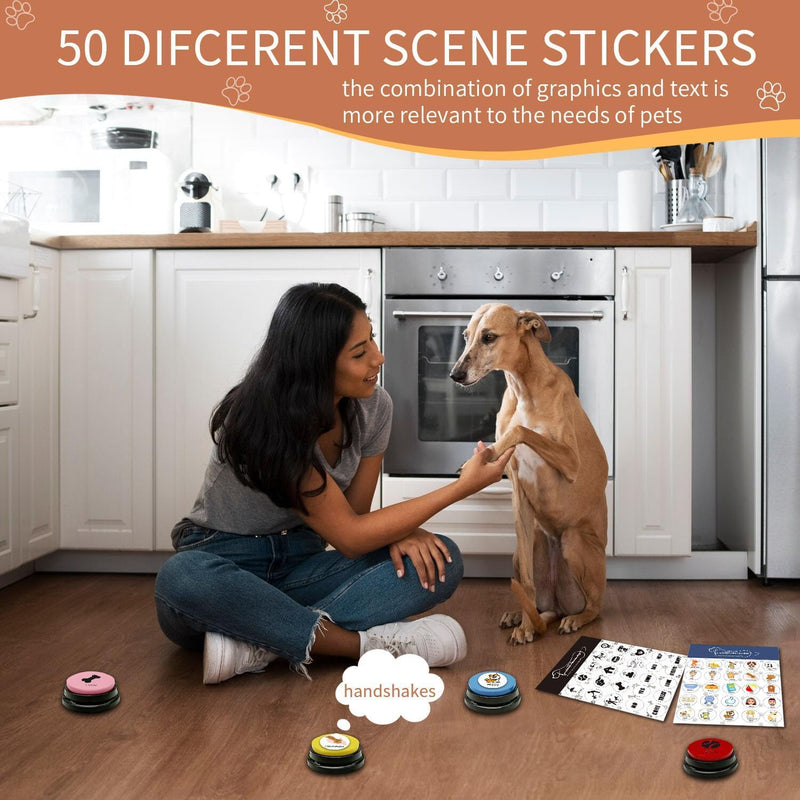 RIBOSY Dog Buttons for Communication, 10 Pcs Dog Speech Training Buzzers with 50 Training Stickers, Train Your Dog to Voice What They Want - PawsPlanet Australia