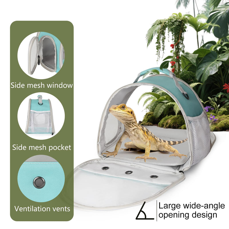 Bearded Dragon Carrier,Lizards Travel Bag, Small Animal Travel Carrier for Hedgehog Rat Parrot Bird, Portable Guinea Pig Travel Carrier for 2 Green
