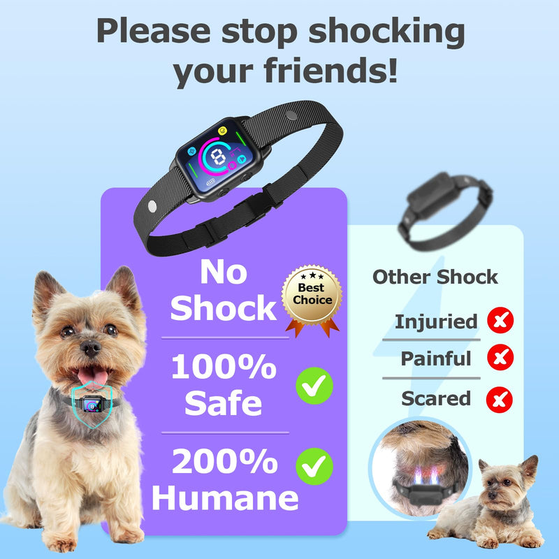 Bark Collar,Smart Dog Bark Collar for Small Medium Dogs with 8 Adjustable Sensitivity and 2 Vibrations Beep Rechargeable Anti Barking Training Collar No Shock Humane Bark Collars (Black) Black - PawsPlanet Australia