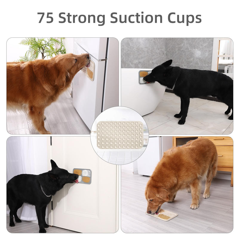 MateeyLife 2PCS Large Lick Mat for Dogs and Cats with Suction Cups, Dog Lick Mat for Anxiety Relief, Dog Toys to Keep Them Busy, Dog Enrichment Toys for Bathing, Cat Peanut Butter Lick Pad for Boredom 9.9'' × 6'' Gray&Beige - PawsPlanet Australia