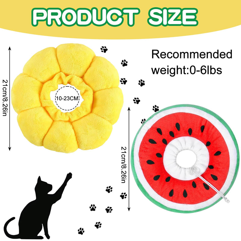 2PCS Cat Recovery Collar - Soft Cone Collar, Cute Sunflower Design, Breathable Cotton Pet Neck Protector, Adjustable & Washable, Pet Medical for Rehabilitation Wound Healing