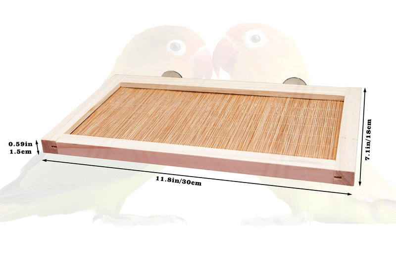 11.8×7.1 Inches Bird Perch Stand Platform, Natural Wooden and Bamboo Small Animals Cage Accessories, Suitable for Parrot Parakeet Cockatiel Rat Hamster Guinea Pig Conure Chinchillas