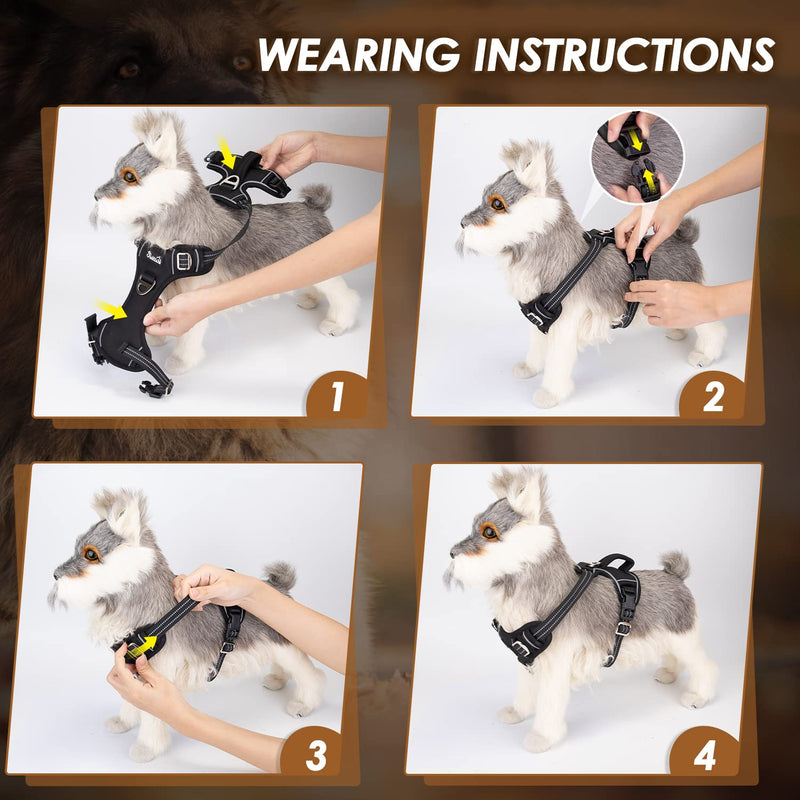 SlowTon No Pull Dog Harness, Heavy Duty No Choke Pet Harness with 2 Leash Clips and Easy Control Vertical Handle, Adjustable Soft Padded Dog Vest for Small, Medium and Large Dogs(Black,X-Large) X-Large(Chest 19.7''-37'') A-Black - PawsPlanet Australia