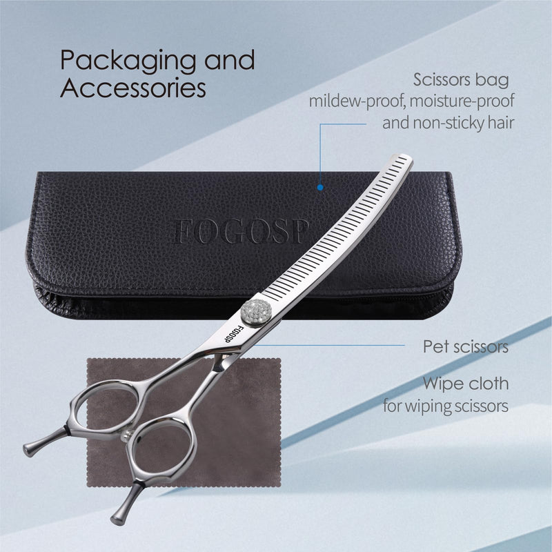 Professional Left Handed Curved Fluffers Thinner Dog Grooming Scissors Curved Comb Thinner 7.0'' Curved Thinning Shears for Dogs Pet 56 Teeth 50% Thinning Rate Japan VG10 Sharp and Durable Lefty Curved Comb Thinners 7.0 in - PawsPlanet Australia