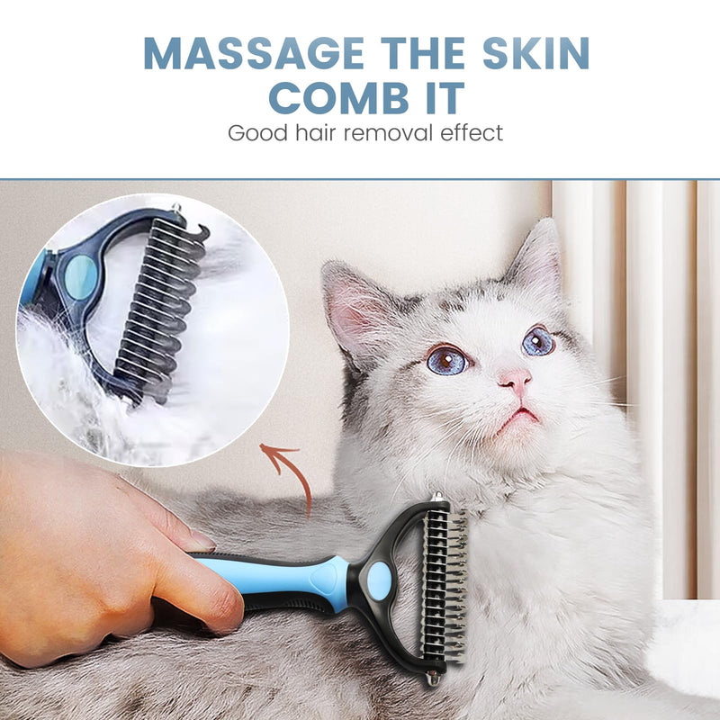 Generic Cat Brush Dog Brush for Shedding,Pet Grooming Brush,Dematting Deshedding Brush Dogs Shedding Tool for Long matted Haired Pets,Dogs &Cats-Safe and Effective Dematting Comb, Large, blue