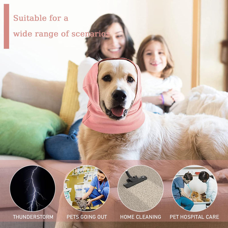 2 Pcs Dog Snood for Neck and Ears Warmer, Pet Cat Dog Hoodie with Noise Protection and Anxiety Relief (Purple+Pink, L)