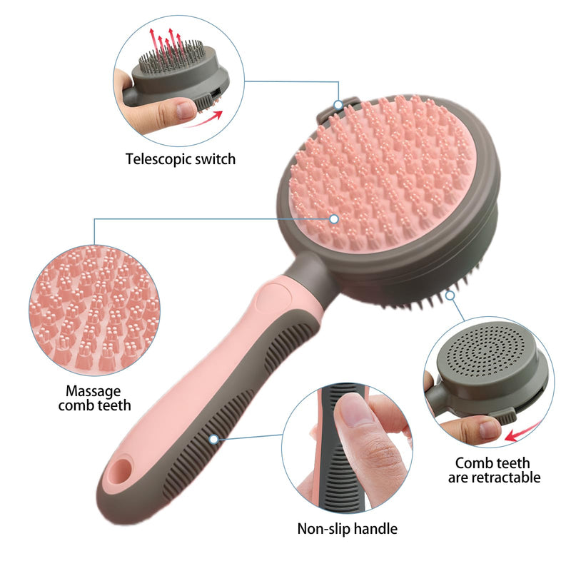 Pet Grooming Deshedding Brush for Dogs and Cats with Easy Clean Button, Professional Hair Removal Tool with Massage Tips,Easy Clean and Bath massage - PawsPlanet Australia