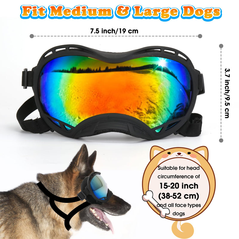 Dog Goggles for Large Dogs, UV Protection Dog Sunglasses, Adjustable Strap, Windproof?Dustproof?Anti-Fog Eye Protection Sunglasses for Large and Medium Dogs (Black Frame) Black Frame - PawsPlanet Australia