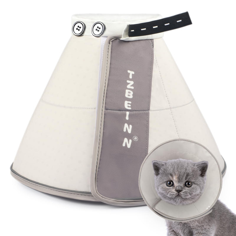Cat Cone Collar Soft for Wound Healing for Medium Cats(S&M Sized British Shorthair/S&M Sized American Shorthair/Siamese), Surgery Head Cone Anti Licking, Adjustable Cat Recovery Cone Alternative Grey M(Circumference:6.3″-9.45″in)