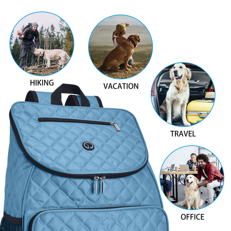 BAGLHER 丨Dog Travel Bag,Airline Approved Pet Supplies Backpack,Dog Travel Backpack with 2 Silicone Collapsible Bowls and 2 Food Baskets. Sky Blue - PawsPlanet Australia