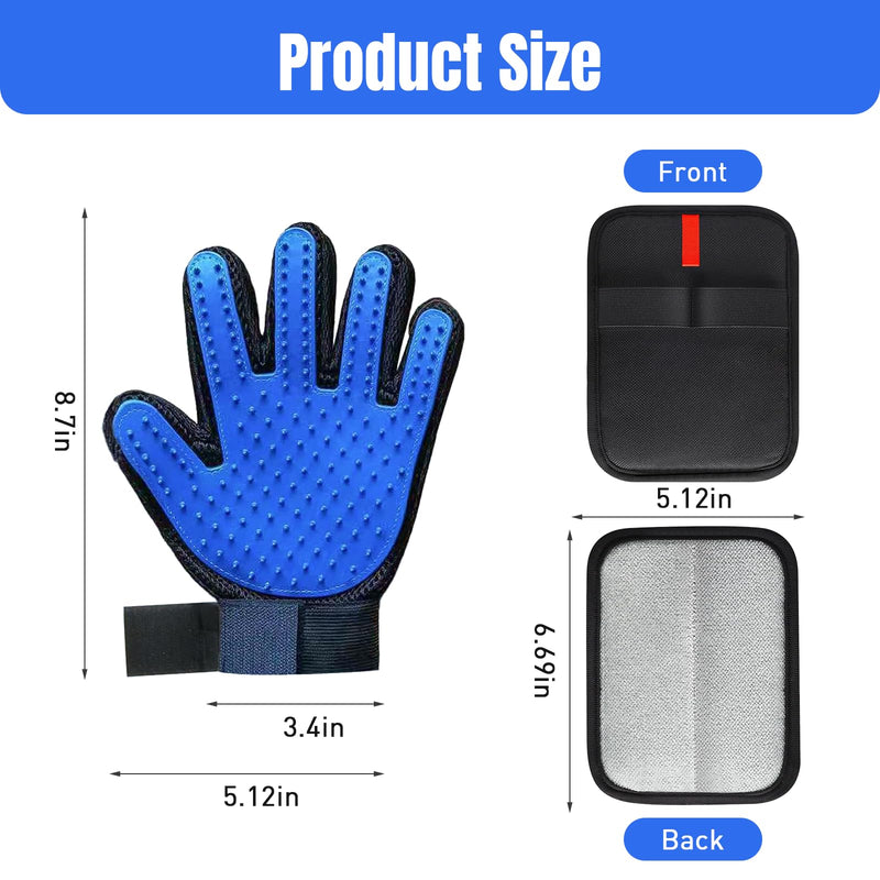 Cat & Dog Grooming Gloves for Shedding, 4PCS Efficient Deshedding Pet Grooming Gloves for Dogs with 1PCS Pet Hair Remover Gloves, Cats & Horses with Long & Short Fur - PawsPlanet Australia