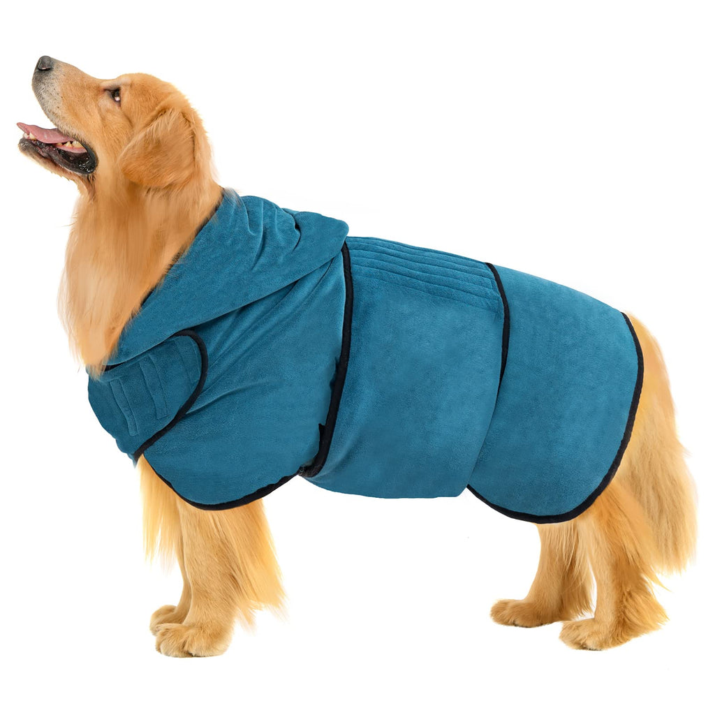 Avont Dog Bathrobe - Super Absorbent Pet Drying Towel Bath Robes After Bath Shower Swim Wet Walk for Puppies -Blue(M) Blue Medium