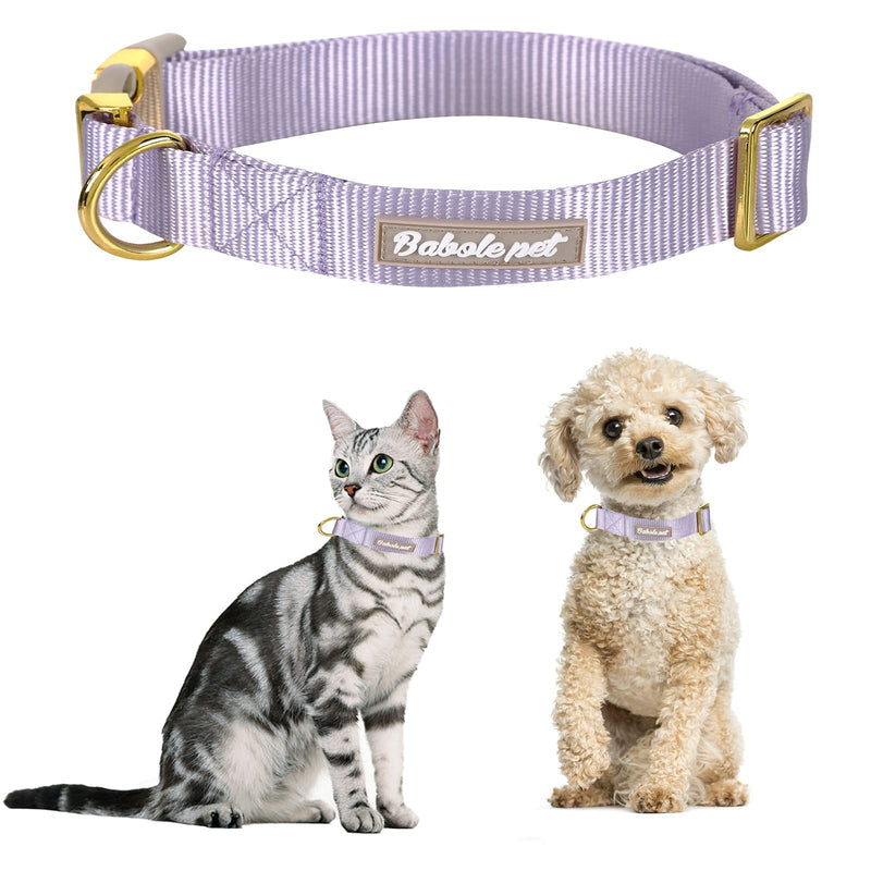 Babole Dog Collars with Safety Metal Buckle， Adjustable Soft Comfortable Nylon Pet Collars for Small Medium Large Dog Lavender - PawsPlanet Australia