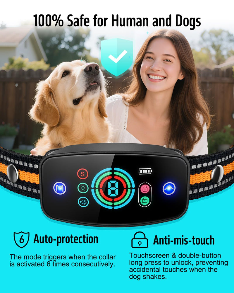 Dog Bark Collar for Large Medium Small Dogs, Rechargeable Smart Bark Control Collars, Automatic Anti Barking Training Collar with 5 Adjustable Sensitivity Beep, Vibration, Shock Modes - PawsPlanet Australia