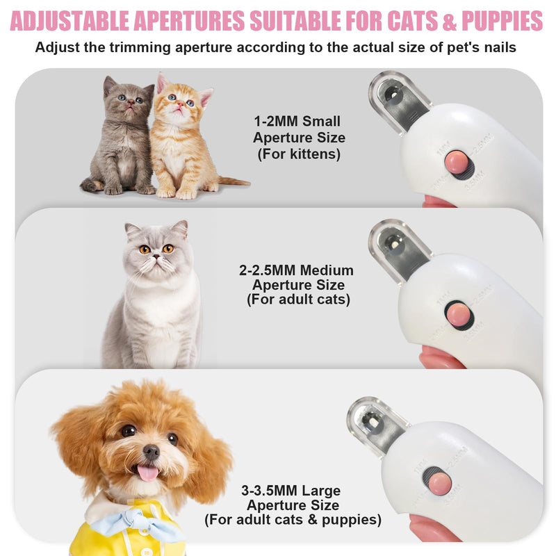 Cat Nail Clipper with Adjustable Aperture, Small Dog Nail Trimmer with 4 Gears & Nail File, Safe Pet Claw Clipper Grooming Tool to Avoid Over Cutting, Professional Pet Nail Cutter for Beginners (Pink) Pink - PawsPlanet Australia