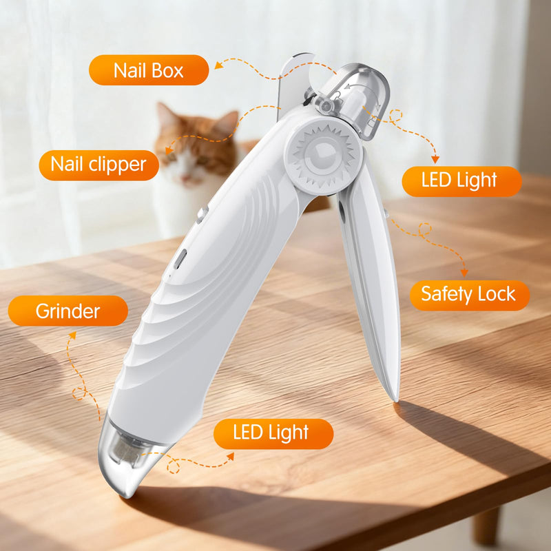 IJIAMY 2-in-1 Dog Nail Clippers & Dog Nail Grinders with 2 LED Lights, Ultra-Quiet, USB Rechargeable, Multiple Grinding Methods, and Splash Guard for Small, Medium, and Large Dogs & Cats