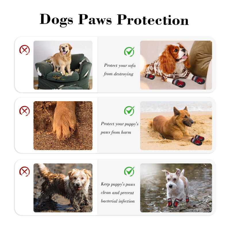 Dog Shoes for Large Dogs, Anti-Slip Waterproof Dog Boots & Paw Protectors With Full Toe Coverage Design, Dog Shoes for Hot Pavement and Winter Snow Hiking with Reflective Straps（red,4#) - PawsPlanet Australia