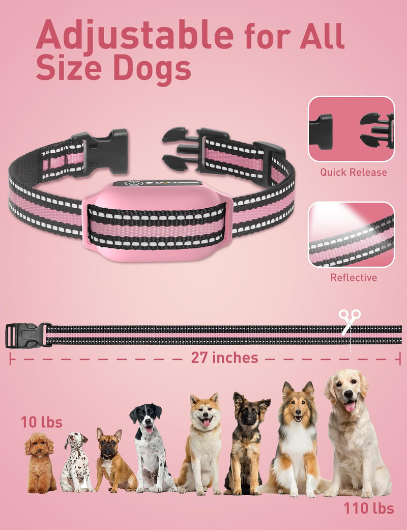 No Shock Dog Training Collar, Beep and Vibrating Dog Collar with Remote 2800Ft, Vibration Collar for Small Medium Large Dogs - No Prongs Pink - White