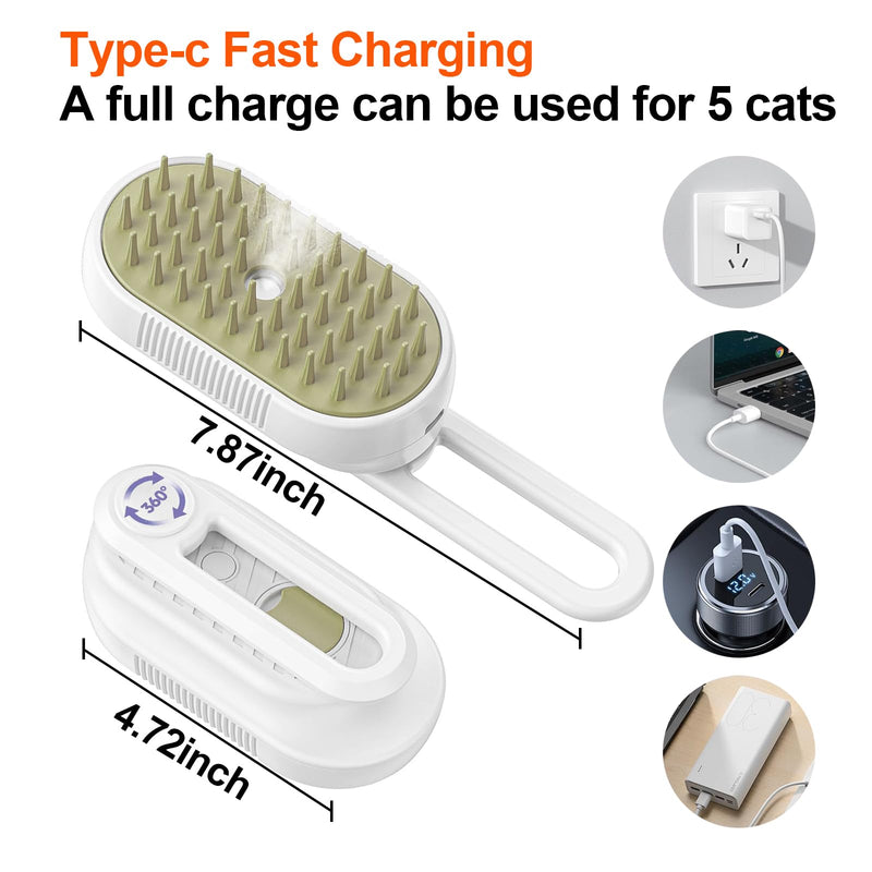 4-in-1 Steam Brush for Dogs & Cats - Pet Grooming Brush with Steam, Deshedding, Bath Spray & Massage, Professional Grooming Tool for Indoor Cats and Long/Short Hair Pets (white) white - PawsPlanet Australia