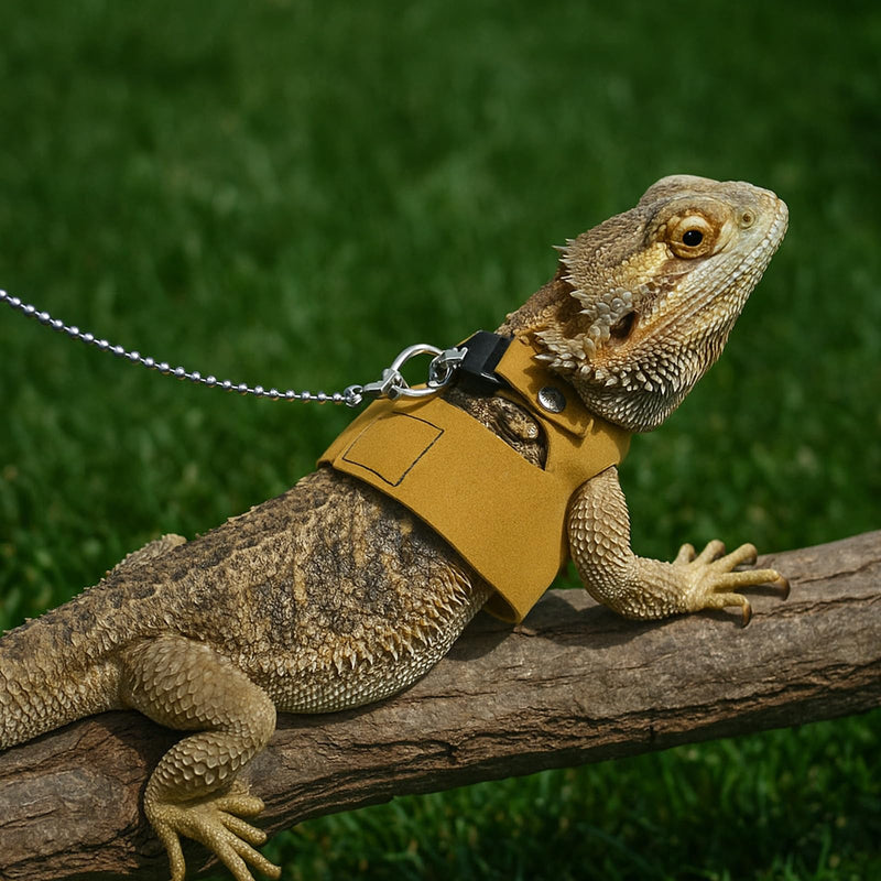 3 Pcs Bearded Dragon Harness and Leash Set Lizard Reptile Walking Leash Adjustable Soft Leather Vest Small Walking Vest Accessories with Traction Rope for Training Lizards Other Small Reptiles - PawsPlanet Australia