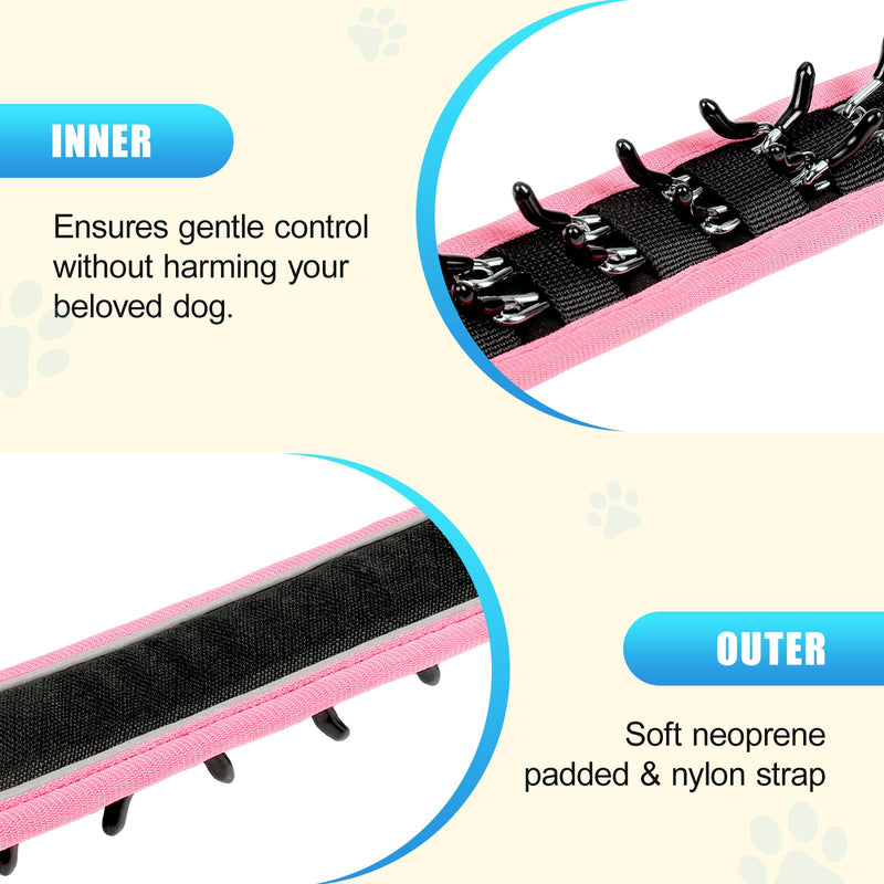 Lightweight Prong Collar for Dogs, Reflective No Pull Dog Collar | Adjustable Size Dog Pinch, Breathable Woven Fabric Air Grid Technology, Martingale Collar for Dogs Training?Pink-M? Pink M(14"-18") - PawsPlanet Australia
