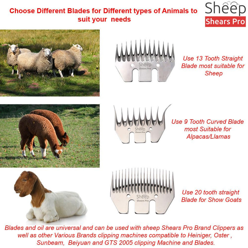 13 Tooth Straight Blade Replacement Universal Sheep Cutter Blades Set with 2 x Sheep Clipper Oil Lubricant Bottles 6.8 Fl OZ (200ml) 13 Tooth Straight Blade and Cutter set - PawsPlanet Australia