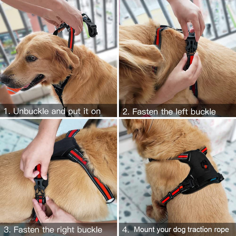 SmilePowo No-Pull Dog Harness Pet Harness Adjustable Outdoor Pet Vest Oxford Material Reflective Vest for Dogs Easy Control for Medium Large black - PawsPlanet Australia