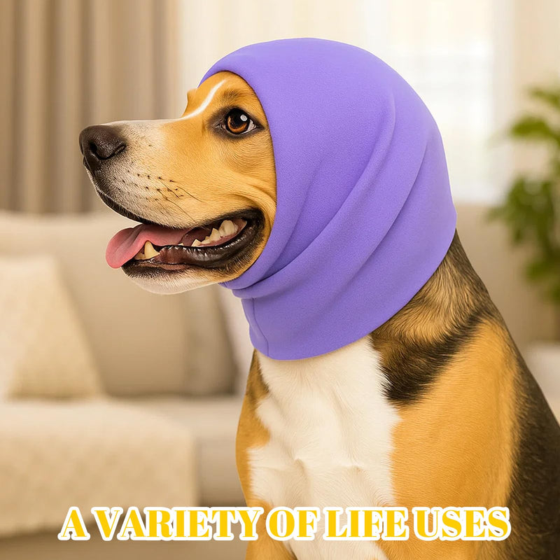 Dog Ear Defenders, 3PCS Pet Ear Protectors for Bath and Anxiety Relief, Soft and Comfortable Dog Snood in Pink, Black, Purple for Noise Reduction and Warmth