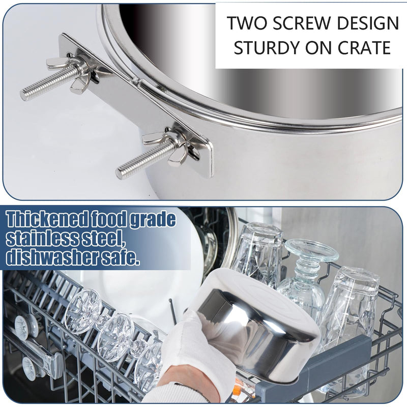 Stainless Steel Dog Bowls, 2 Pack No Spill Dog Crate Water and Food Bowls for Kennel Cage, Hanging Bowls Feeder Dish for Large Medium Dogs Pets, 40oz & 60oz - PawsPlanet Australia
