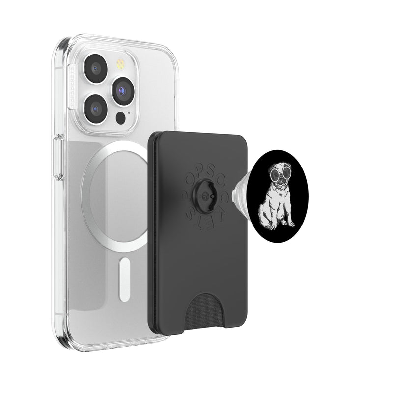 pug dog sunglasses quirky whimsical cute pet funny puppy PopSockets PopWallet for MagSafe Magnetic PopWallet - PawsPlanet Australia