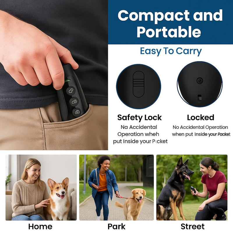 Anti Barking Device for Dogs - Ultrasonic Dog Trainer with VF Tech, 3 Modes Bark Control, Rechargeable Dog Bark Deterrent for Behavior Correction - Indoor & Outdoor Use Black - PawsPlanet Australia